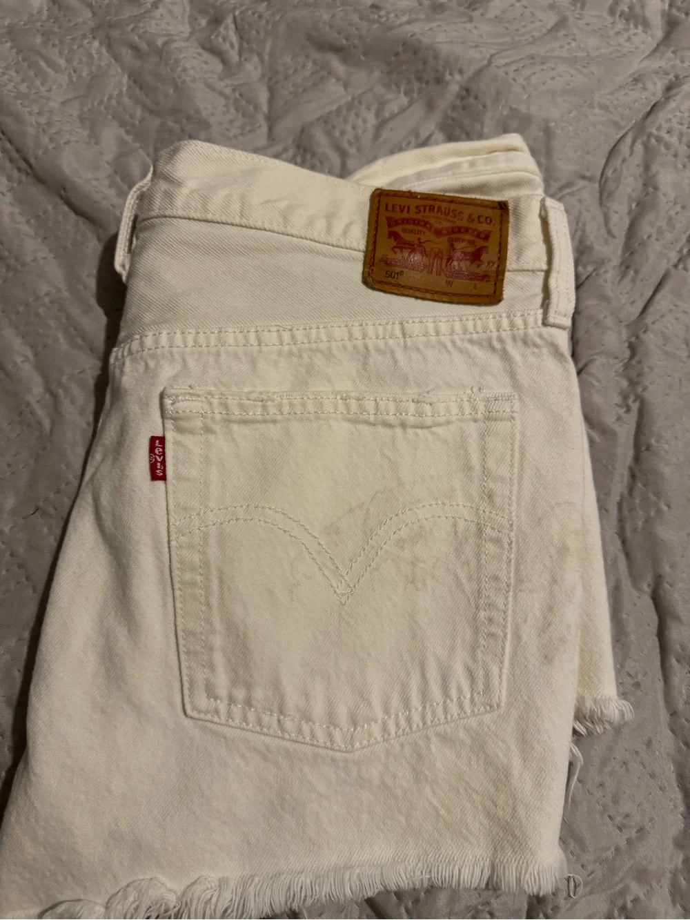 White Distressed Denim Shorts